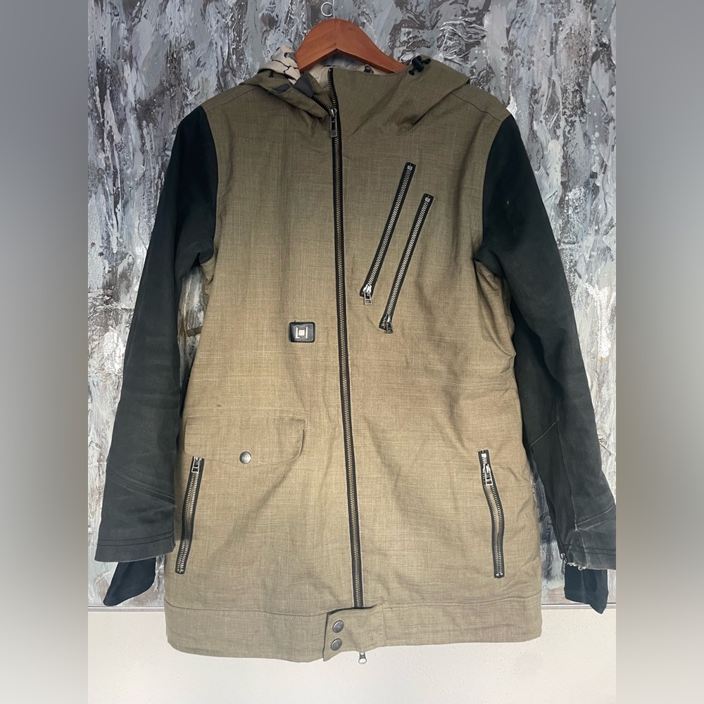 Women's L1 PREMIUM GOODS Full Zip Hood Ski Snowboard Jacket-Black/Green-Medium